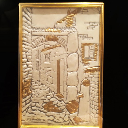 Set of 4 Handmade .925 Silver Relief Paintings new