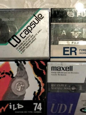 Cassette tapes new sealed, three Maxell and one Fuji
