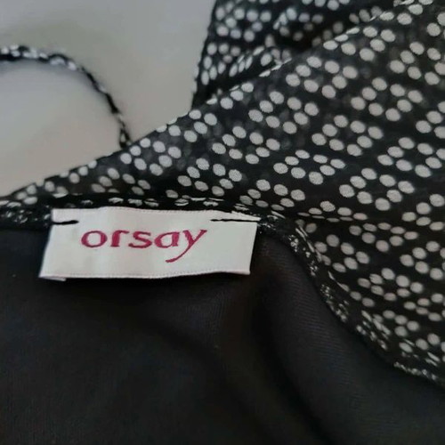 Orsay top with ruffles size 32 like new, gray geometric pattern