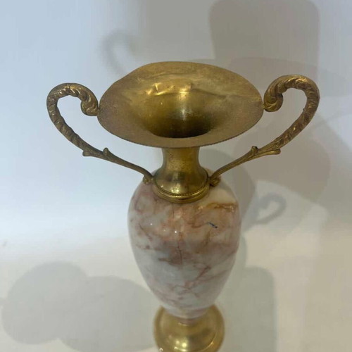 Vintage decorative amphora made of onyx and alabaster used