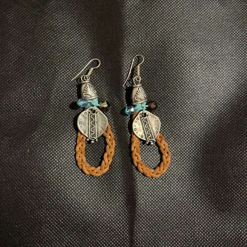 Handmade Boho Earrings like new with colourful beads and semi-precious stones
