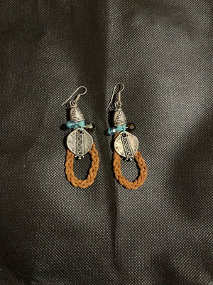 Handmade Boho Earrings like new with colourful beads and semi-precious stones