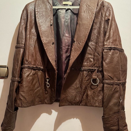 Rebecca Blu leather coat with detachable collar like new, brown, size M