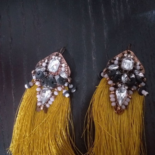 Earrings with fabric and beads new