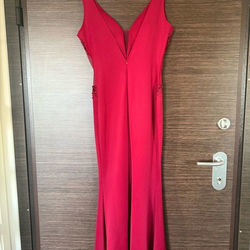 Evening dress with embroidery and side transparencies, mermaid hem M-L like new