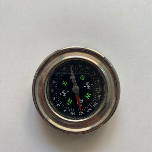 Vintage style magnetic compass used, metal body, analog display