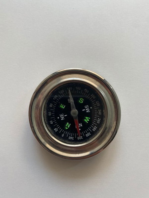Vintage style magnetic compass used, metal body, analog display