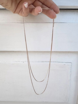 Oxette double chain rose gold, new, gold plated silver 925