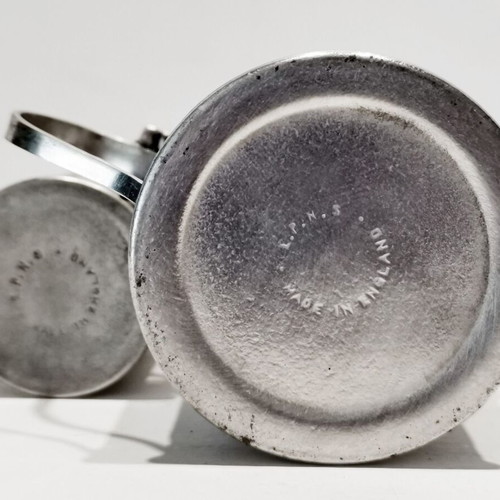 English vintage three-piece salt and pepper set used, silver-plated