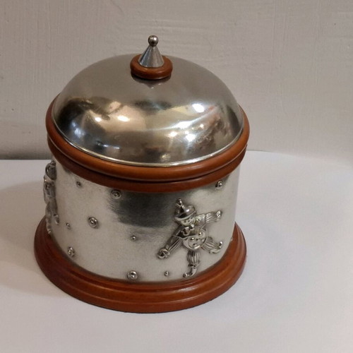 Chopard Royal Selangor Pewter & Wood Happy Clown Storage Box like new