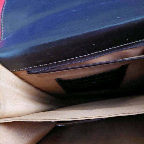 Leather brown men's bag used, slim for documents up to A4 and tablet