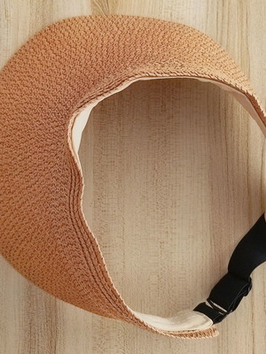 Hat new, imitation straw, light brown, size M