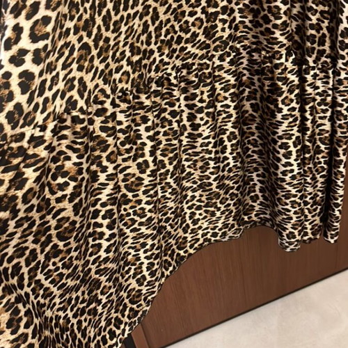 Maxi dress leopard pattern new, satin fabric, beige and brown