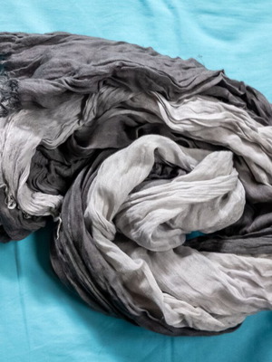 Unisex scarf two-tone light and dark grey, long, used