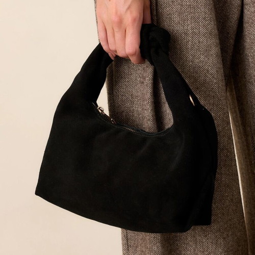 Moda Luxe Farrah Suede handbag new, black, suede leather