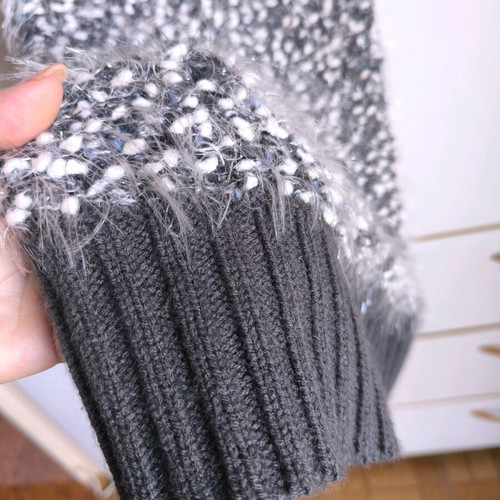 Wool elastic boucle dress with silver threads like new