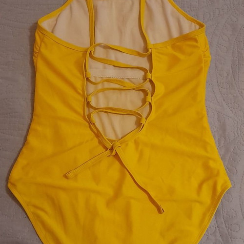 Yellow one-piece swimsuit