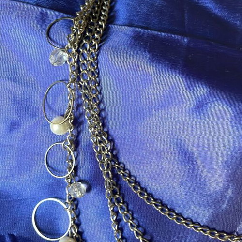 Necklace with pearls and beads, 4 chain layers
