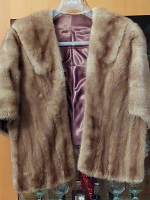 Vintage Luxury Mink Stole made of Genuine Single-Piece Mink used, beige