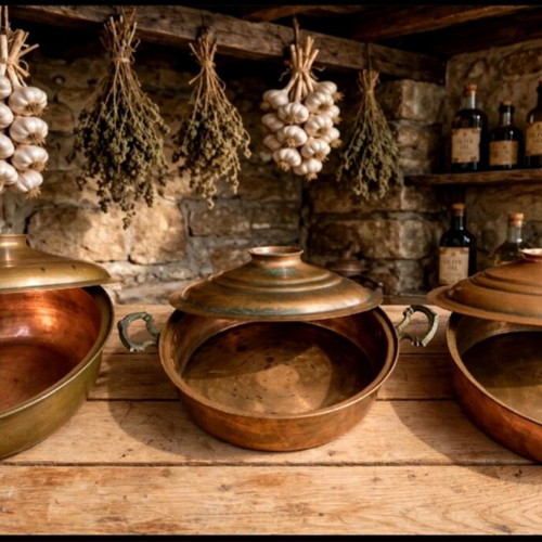 Vintage copper cookware set like new, 3 pieces