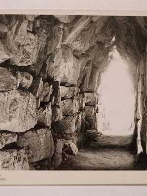 Postcard "Tiryns - Interior of the Gallery" black and white used