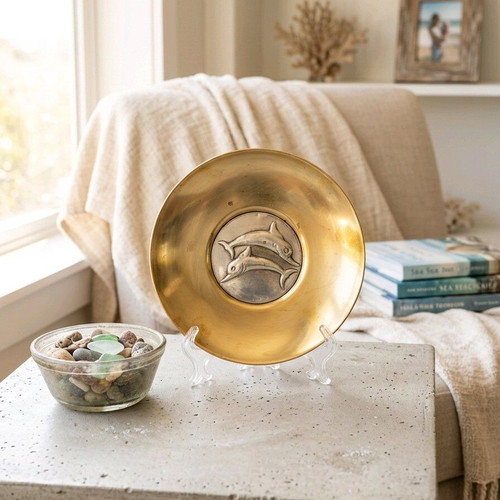 Ilias Lalaounis collectible plate with dolphins, silver 925 & brass