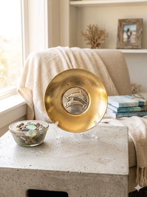 Ilias Lalaounis collectible plate with dolphins, silver 925 & brass