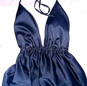 σατεν μινι εξωπλατο μαυρο φορεμα medium size
