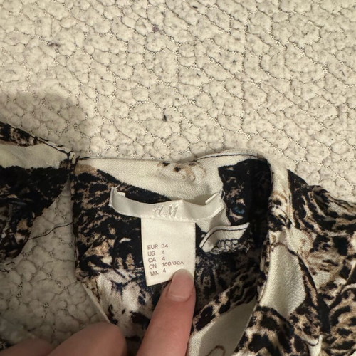 Mini dress long-sleeve with cats like new, H&M, white multicolor XS