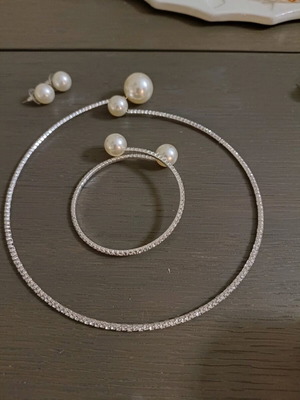 Abel & Lula silver necklace set with earrings new, silver
