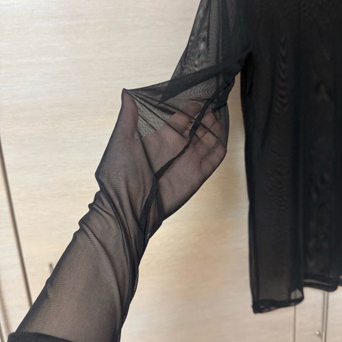 Sheer black mesh long sleeve top Decoro brand new size M
