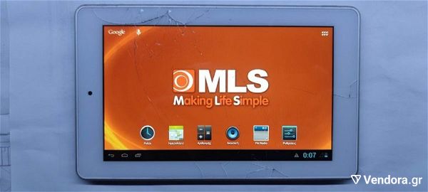  Tablet MLS Iqtab 7"  8GB Storage Sim 3G and Wifi Android 4.1 aspro me ragismeni othoni pou omos litourgi to touch kanonika ke kata ta alla pliros litourgiko ke me mpataria pou kratai mia imera