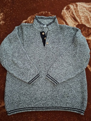 Πουλόβερ βαμβακερό unisex καινούργιο, άνετη γραμμή, ασπρόμαυρο