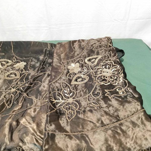 Bedspread for double bed used, black with silver embroidery from 1900