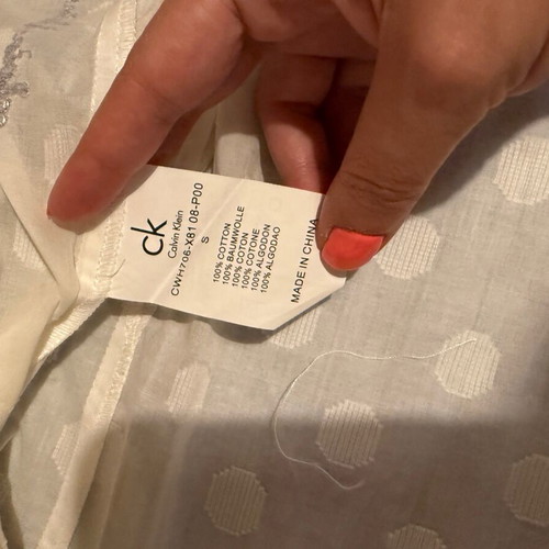 Calvin Klein Jeans white shirt with subtle polka dots like new, Small