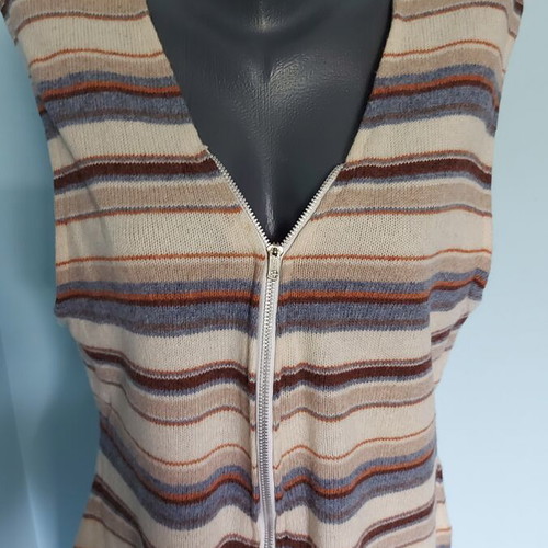 Dreams women's wool vest tunic with zipper, striped