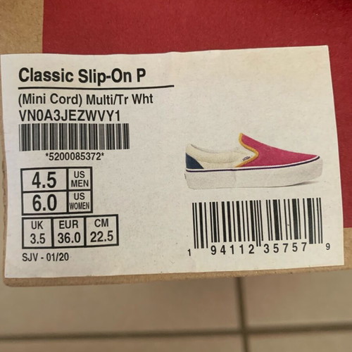 Vans pink slip ons used, size 36
