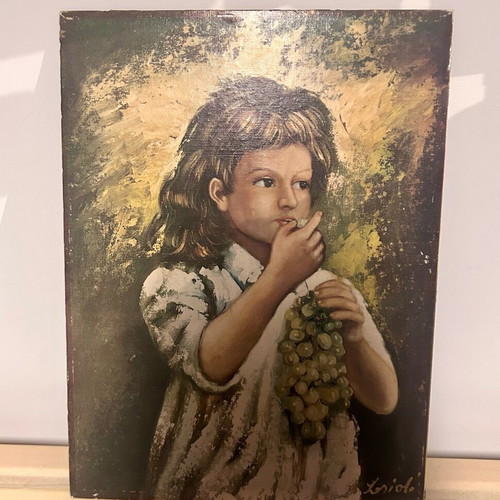 Painting Child with Grapes like new