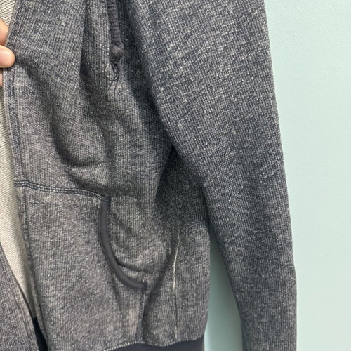 Pull & Bear men's knitted jacket with Sherpa lining and hood, used, size M