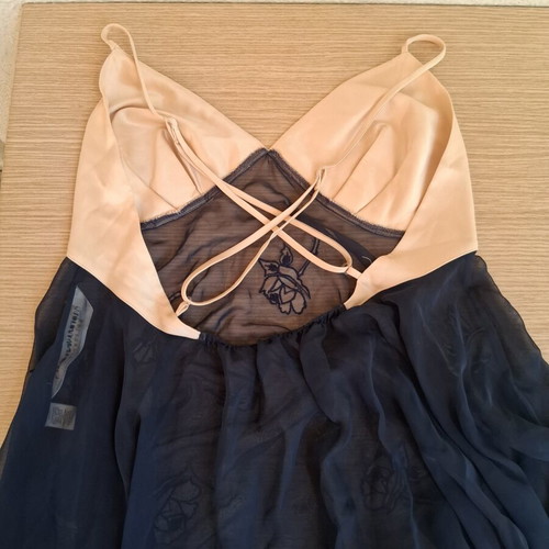 Victoria's Secret Babydoll slip used, beige and dark blue, size S