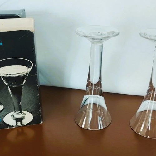 Boda Snubbar Crystal Liqueur Glasses New Vintage Set of 2