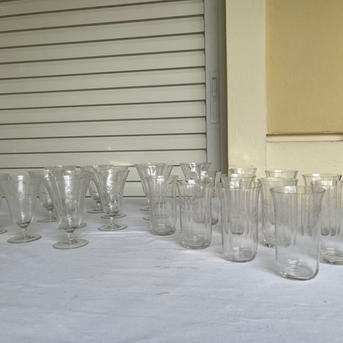 Set of 24 Crystal Art Deco Antique Glasses used