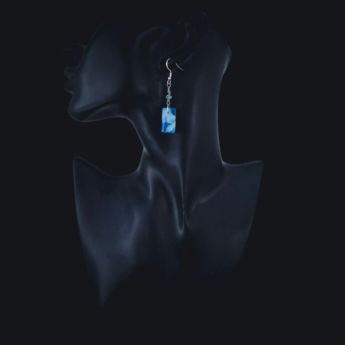 Handmade earrings from recycled plastic blue, new