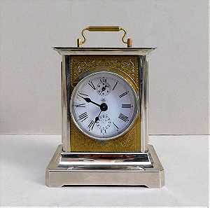 Ρολόι - Ξυπνητήρι μεταλλικό επινικελωμένο "Carriage Clock", γερμανικό Junghans, περίπου 130 ετών.