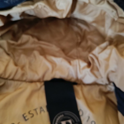 Funky Buddha Puffer jacket like new, women's small, black with gold interior