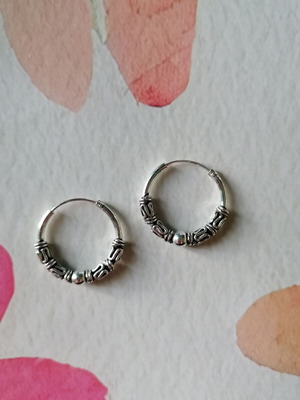 Silver 925 hoop earrings boho style new, 20mm diameter