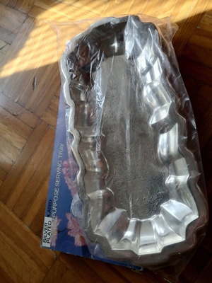 Silver-plated tray with embossed decoration new