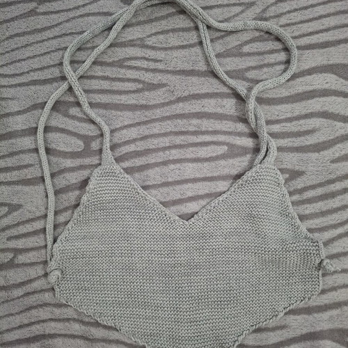 Handmade knitted top, grey, size M