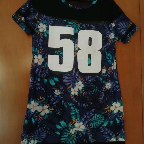 H&M floral dress with sheer panels like new, blue and purple