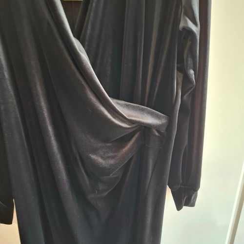 Paul-Christophe Velvet Wrap Dress 3XL New Black